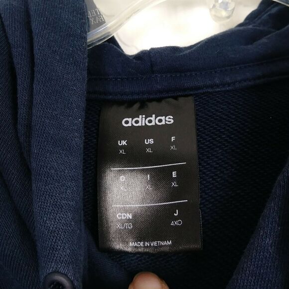 Adidas Navy & White Striped Hoodie w/Pocket - Picture 4 of 6